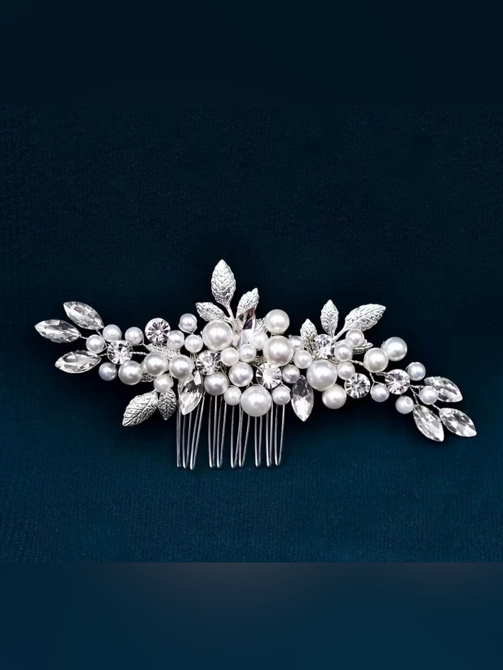 Faux Pearl and Crystal Bridal Hair Comb - Picture 4 of 4